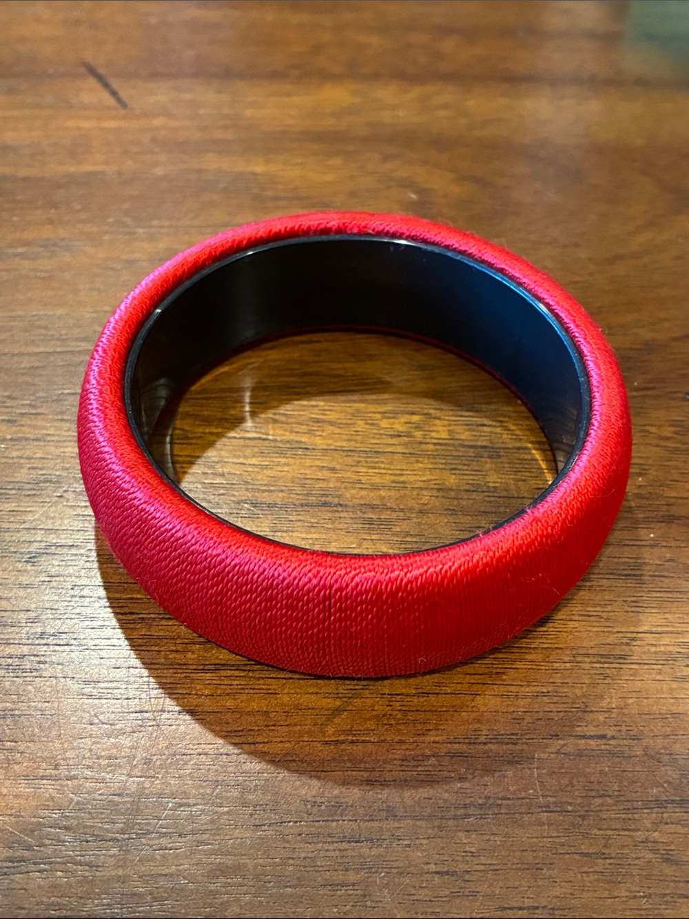 Red Floss-Wrapped Bangle Bracelet